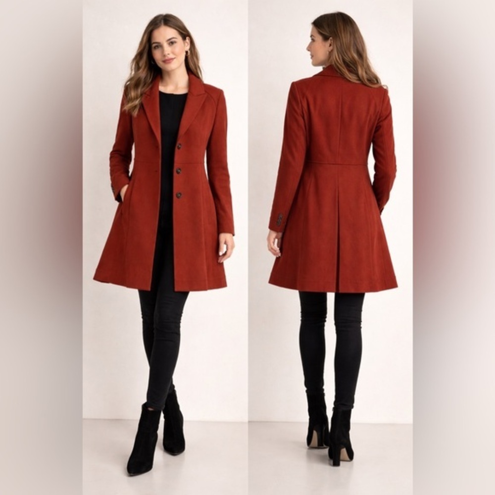 CAbi Rust Tailored Fit & Flare Coat Jacket |
Notched Lapel | Chic Fall Winter